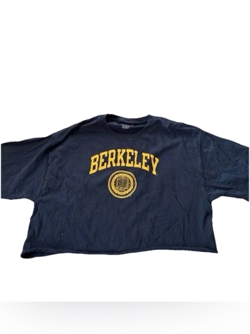 NWOT UC Berkeley Cropped T-Shirt Cal Golden Bears Navy Yellow SZ M Unisex/Womens